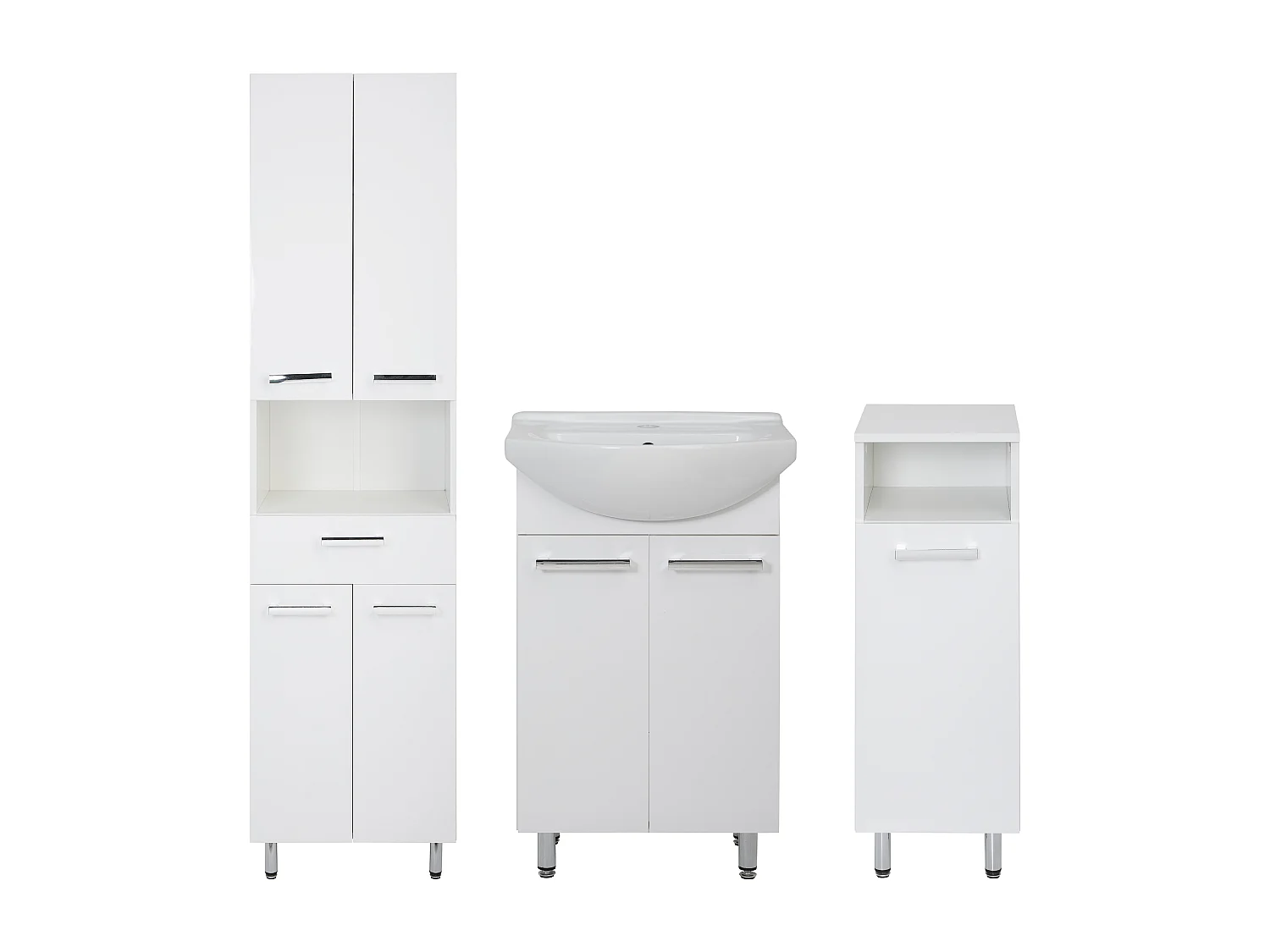Conjunto blanco para baño de pie, 50 cm, armario con lavabo, columna de 50 cm, semicolumna Lupo