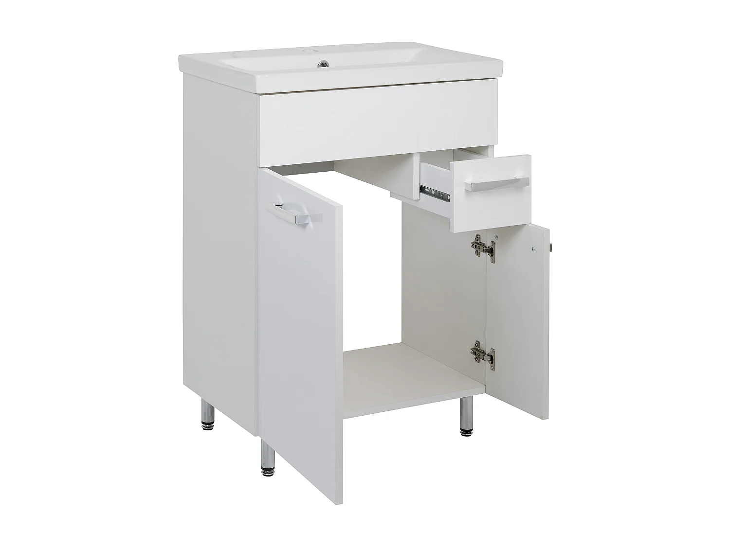 Set da bagno bianco da appoggio 60 cm Mobile con lavabo Mobile con specchio Lupo