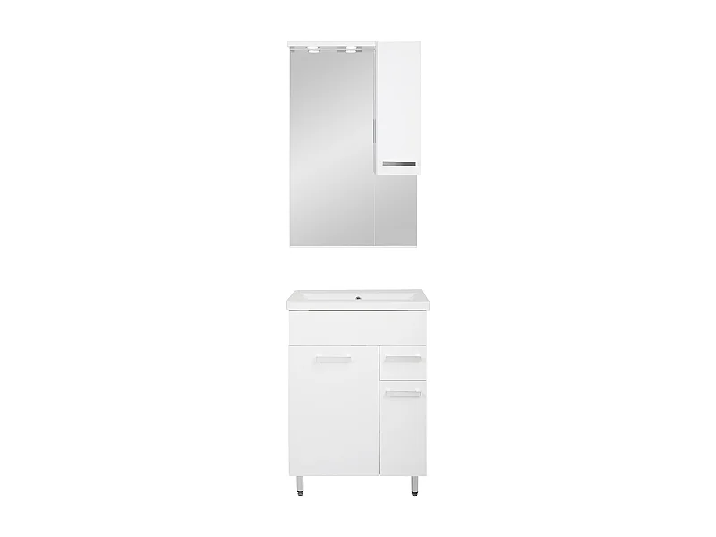 Set da bagno bianco da appoggio 60 cm Mobile con lavabo Mobile con specchio Lupo