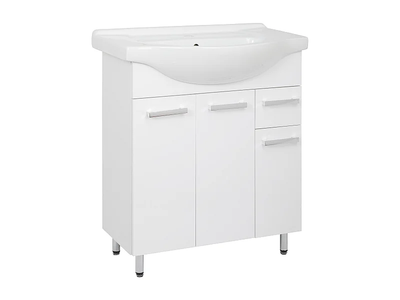 Set da bagno bianco da appoggio 75 cm Mobile con lavabo Lupo