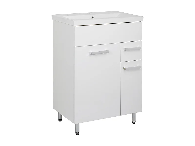 Set da bagno bianco da appoggio 60 cm Mobile con lavabo Lupo