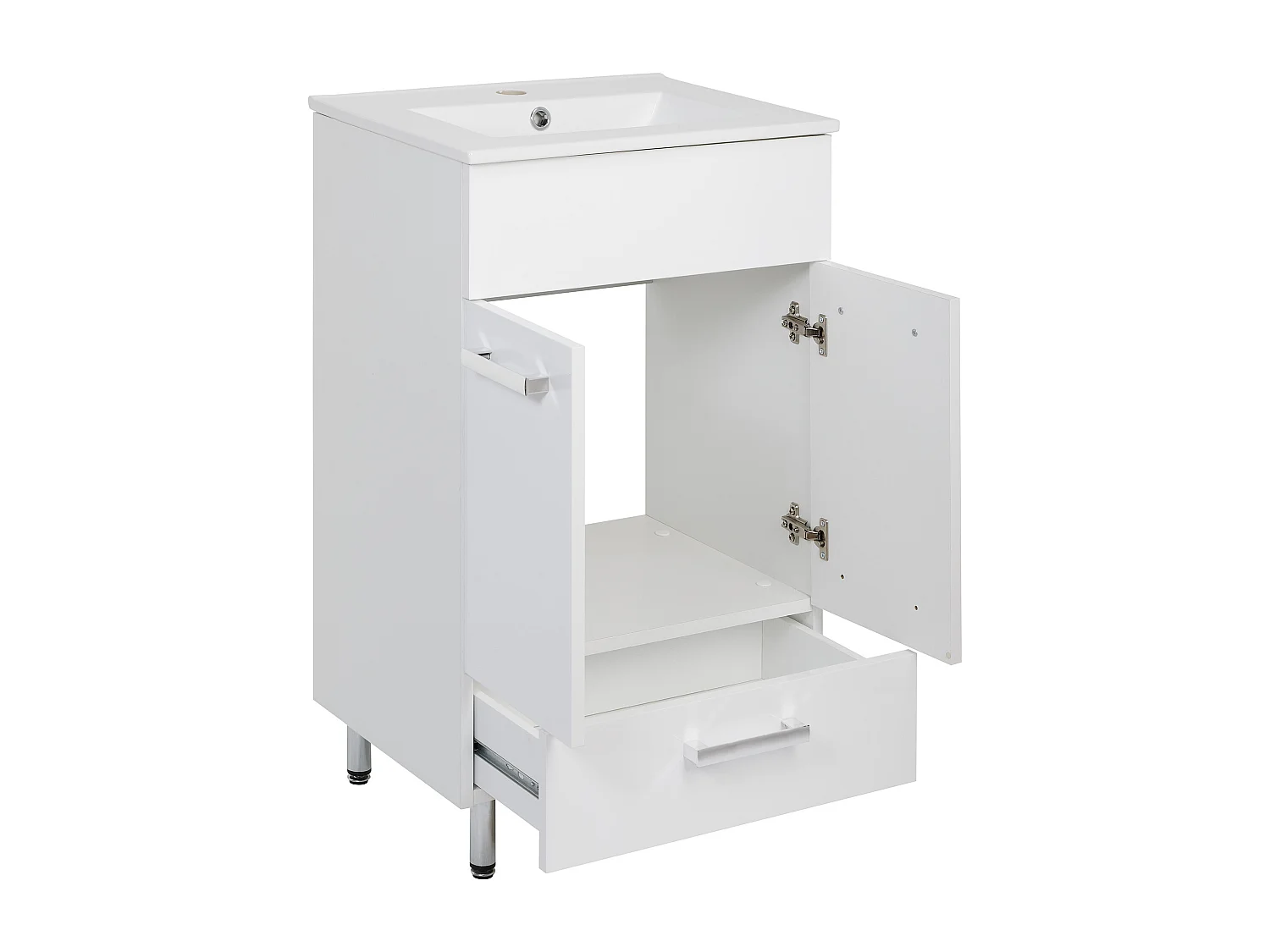 Wit badkamerset staand 50 cm kast met wastafel Lupo