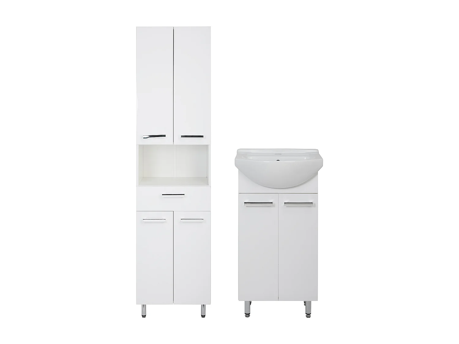 Weißes Badezimmer-Set, stehend, 45 cm, Waschbeckenunterschrank, 50 cm  Lupo