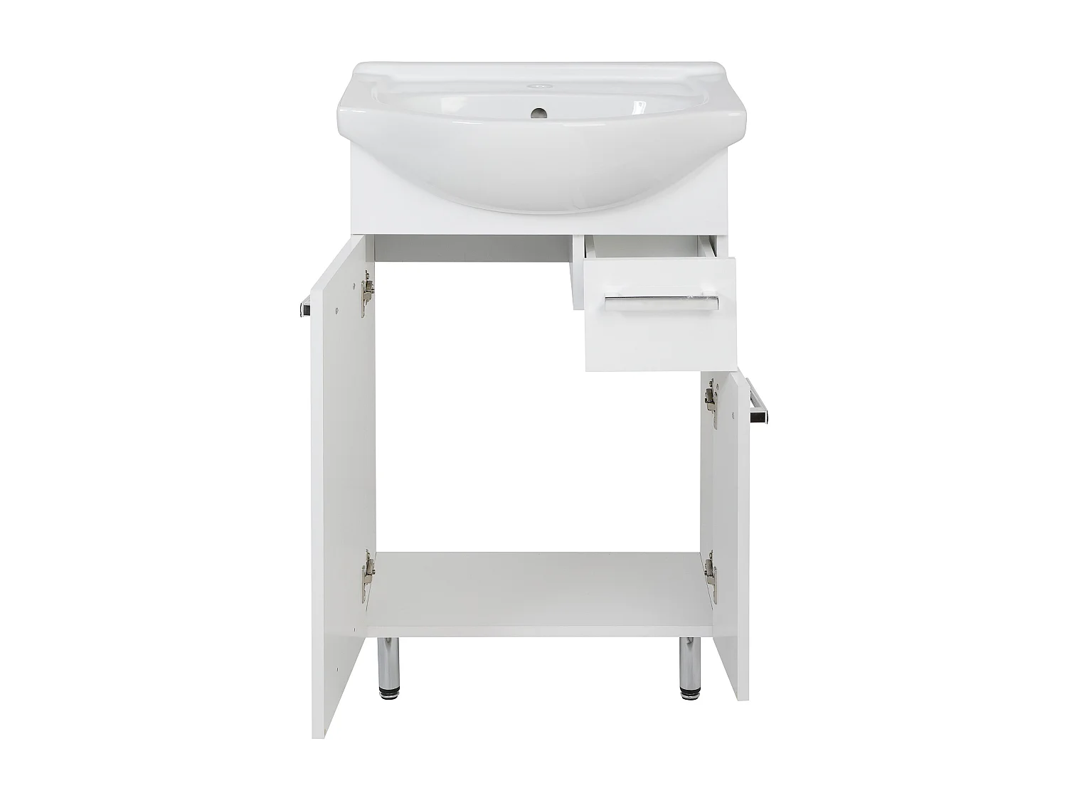 Wit badkamerset staand 55 cm kast met wastafel Lupo