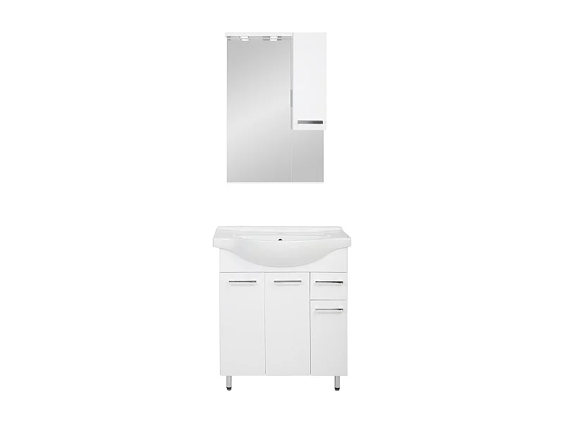 Set da bagno bianco da appoggio 75 cm Mobile con lavabo Mobile con specchio Lupo
