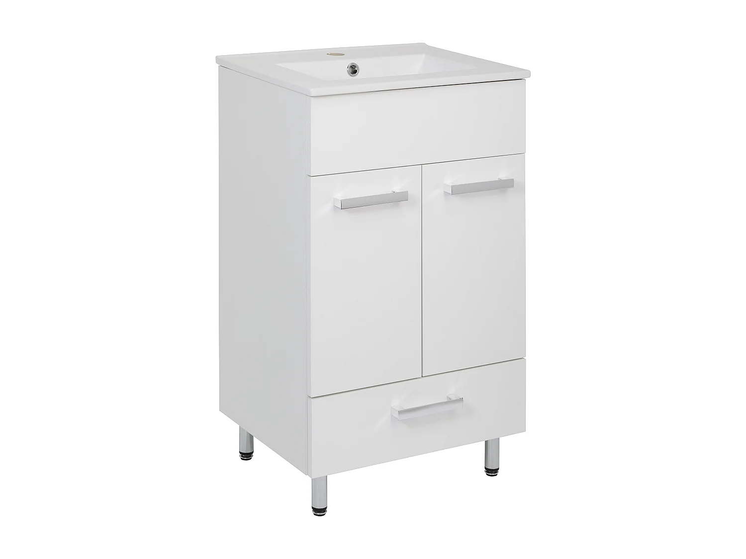 Conjunto blanco para baño de pie 50 cm Armario con lavabo Columna 50 cm Lupo
