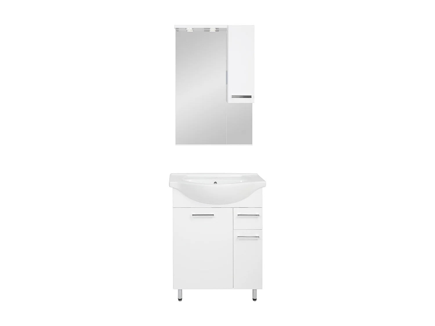 Set da bagno bianco da appoggio 65 cm Mobile con lavabo Mobile con specchio Lupo