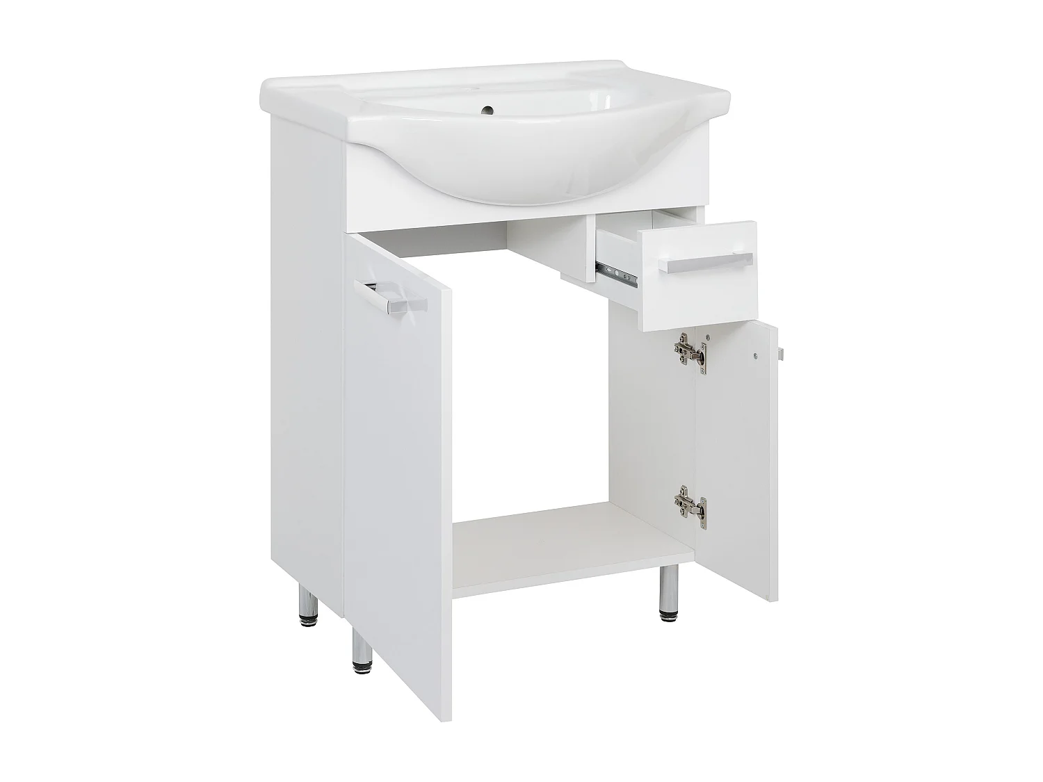 Set da bagno bianco da appoggio 65 cm Mobile con lavabo Colonna Lupo