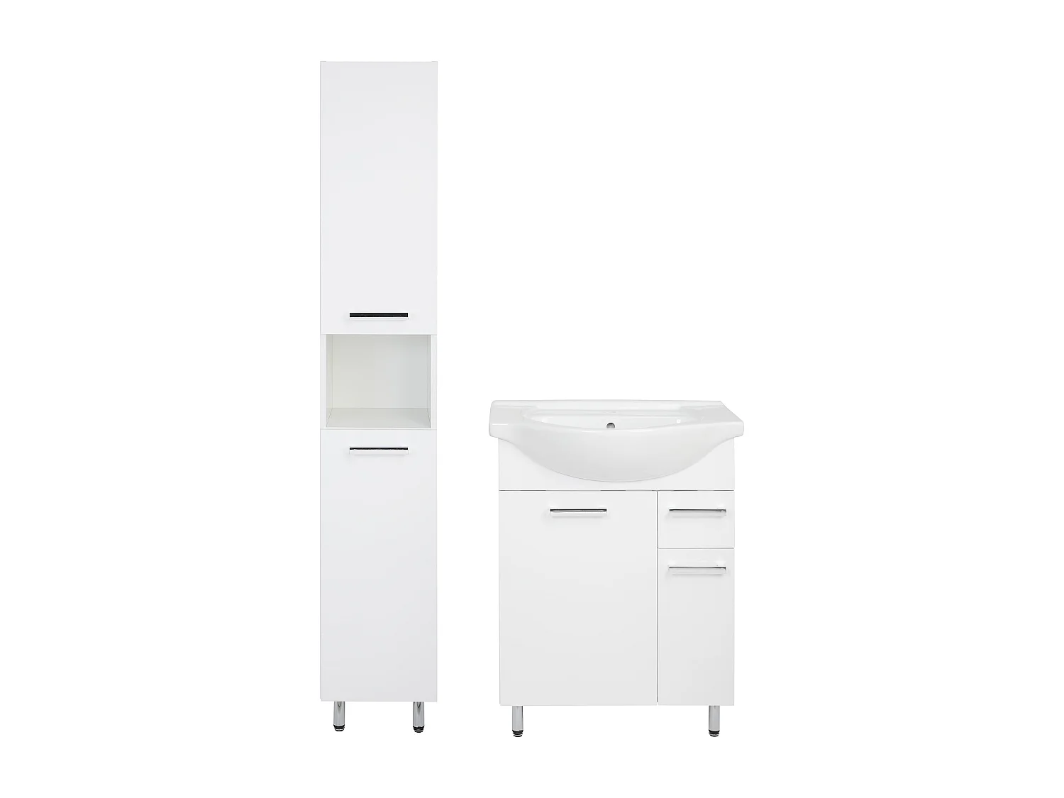 Set da bagno bianco da appoggio 65 cm Mobile con lavabo Colonna Lupo