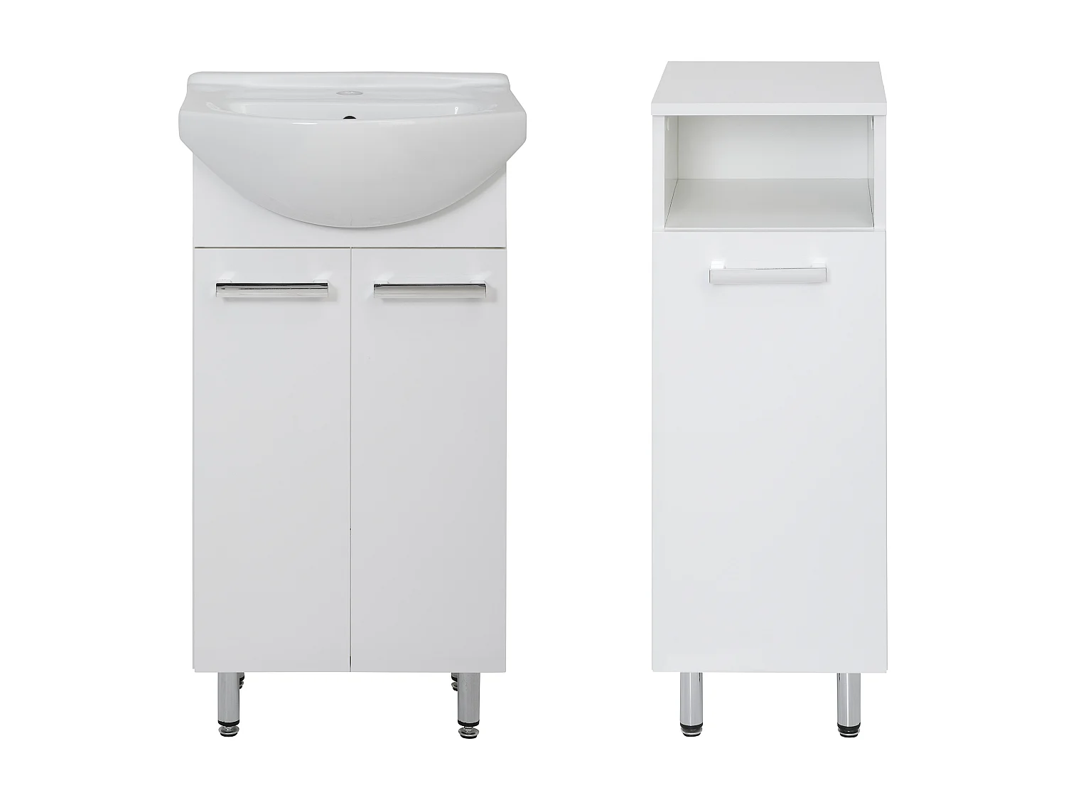 Conjunto blanco para baño de pie 45 cm Armario con lavabo  Medio pilar  Lupo