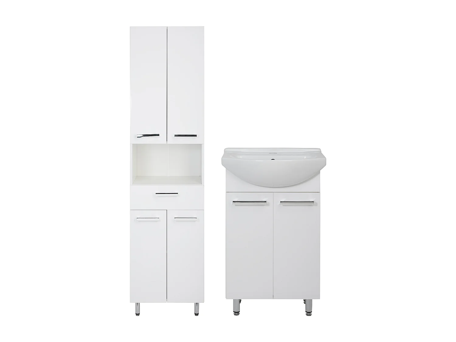 Conjunto blanco para baño de pie 50 cm Armario con lavabo Columna 50 cm Lupo