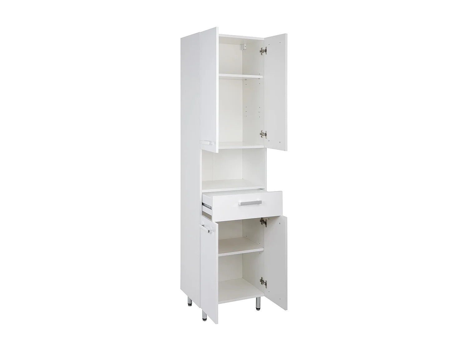 Weißes Badezimmer-Set, stehend, 55 cm, Waschbeckenunterschrank, 50 cm hoher Unterschrank, halbhoher Unterschrank, Kommode, Oberschrank Lupo