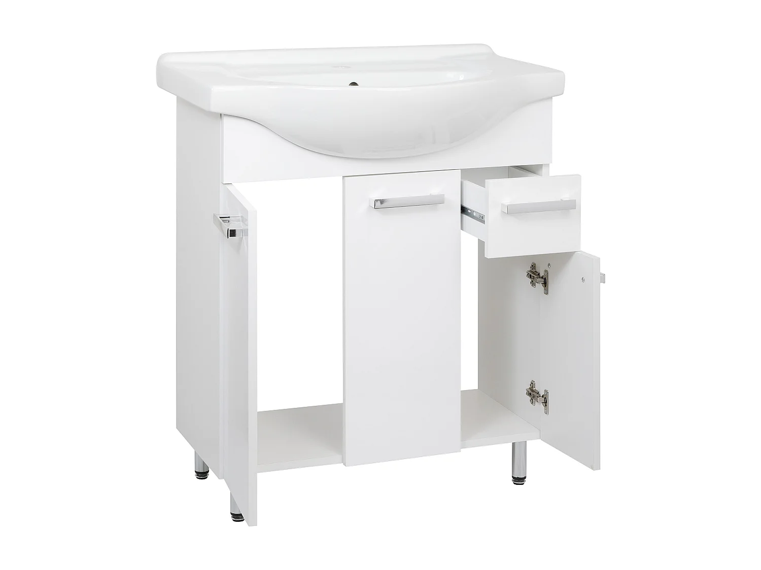 Set da bagno bianco da appoggio 75 cm Mobile con lavabo Colonna Lupo