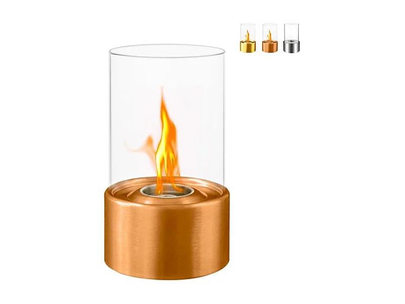Cheminée bio de table au bioéthanol MARSIGLIA Bronze D16xH27 interne externe