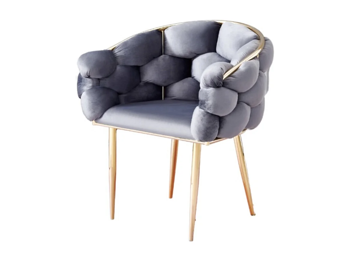 Chaise design capitonnée Florenca - Lot de 2-Anthracite-Piètement Doré