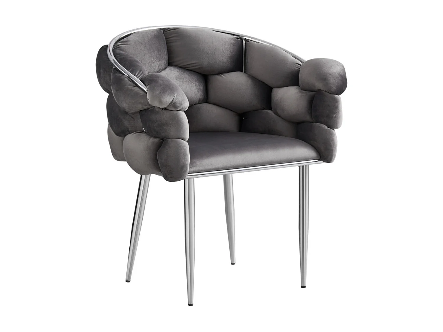 Chaise design capitonnée Florenca - Lot de 2-Anthracite-Piètement Doré