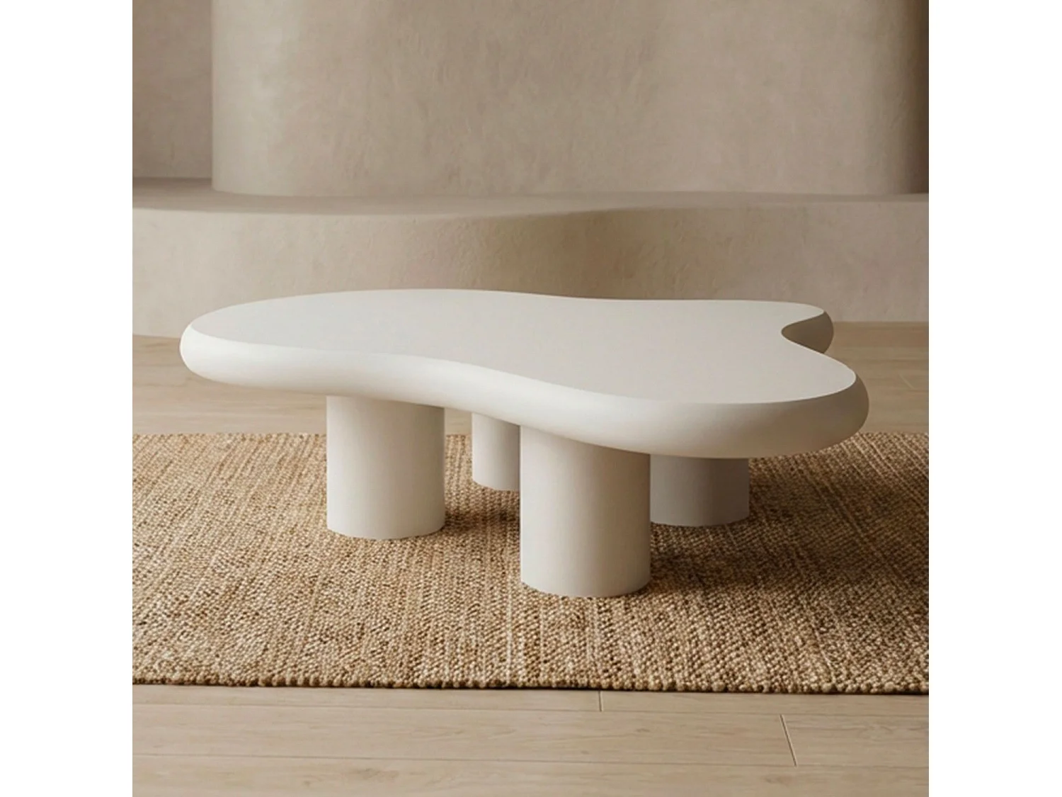Table Basse Organique "Wendi" 100cm Crème