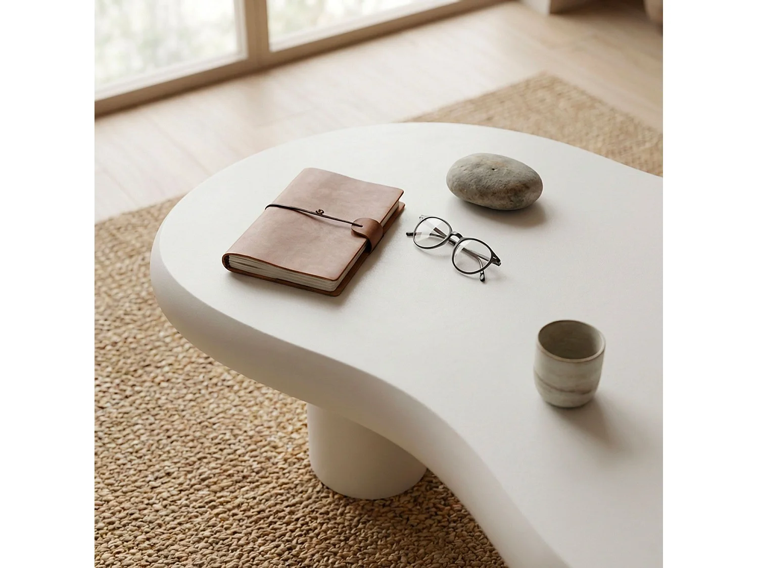 Table Basse Organique "Wendi" 100cm Crème