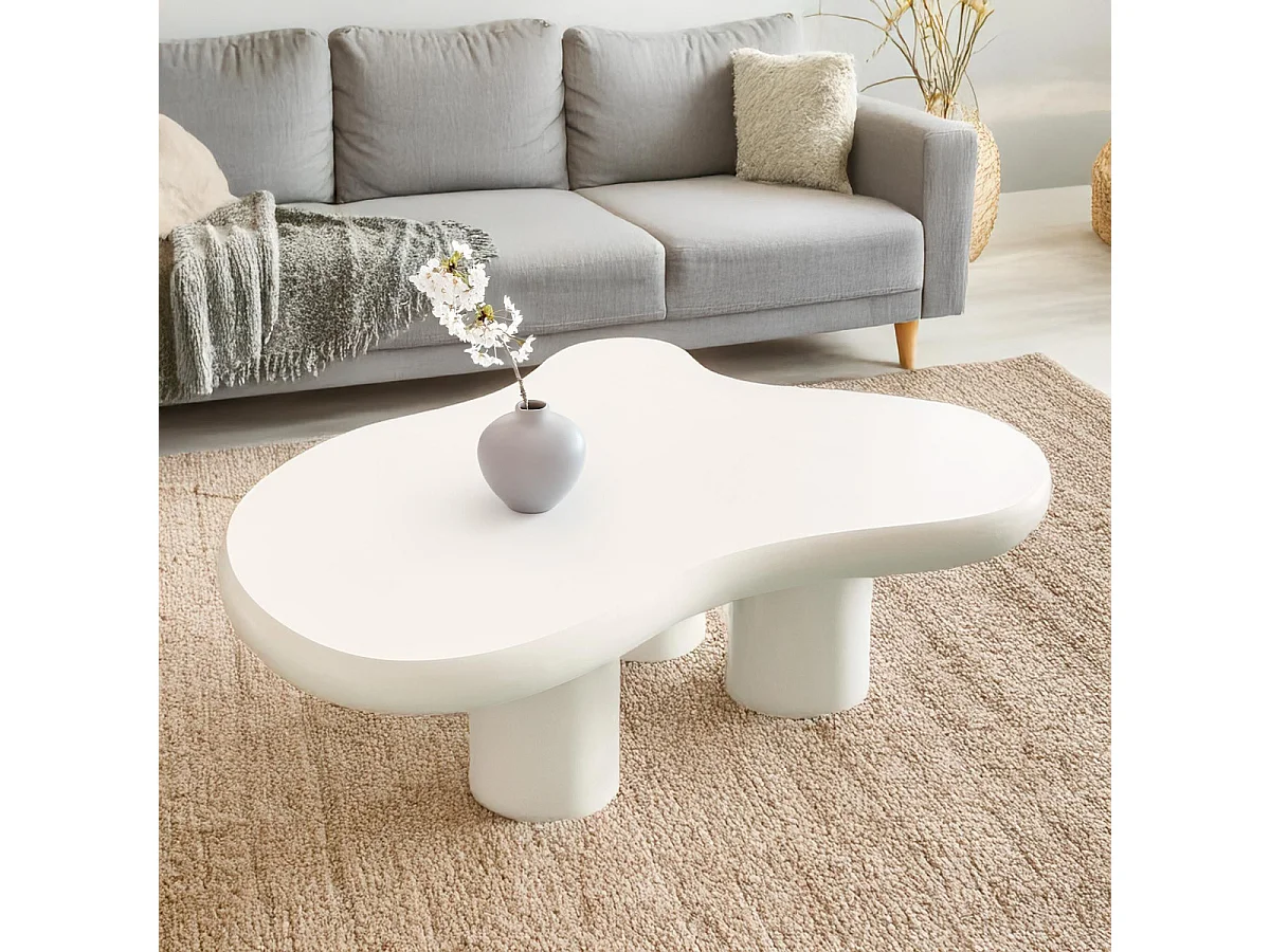 Table Basse Organique "Wendi" 100cm Crème