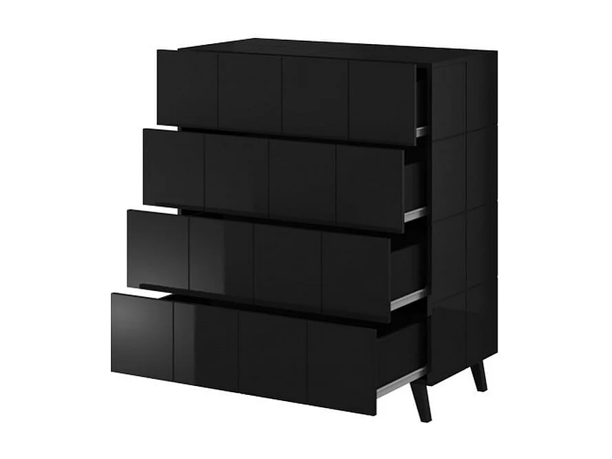 Commode design noir brillant + LED Flow - Sans LED