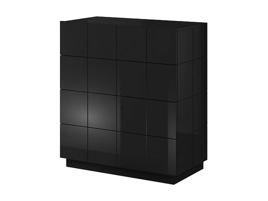 Commode design noir brillant + LED Flow - bleu