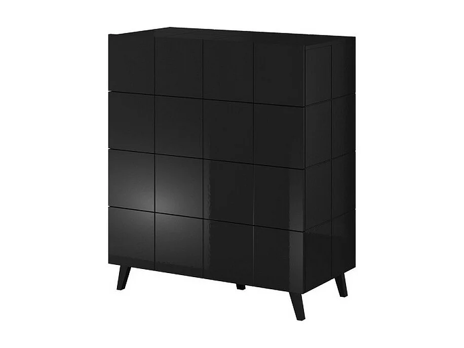 Commode design noir brillant + LED Flow - bleu