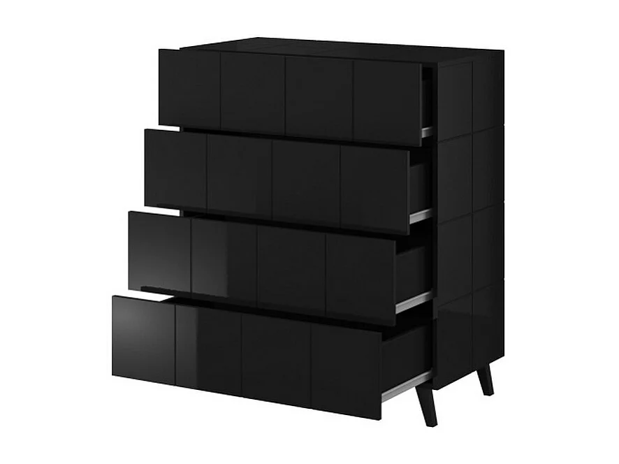 Commode design noir brillant + LED Flow - bleu