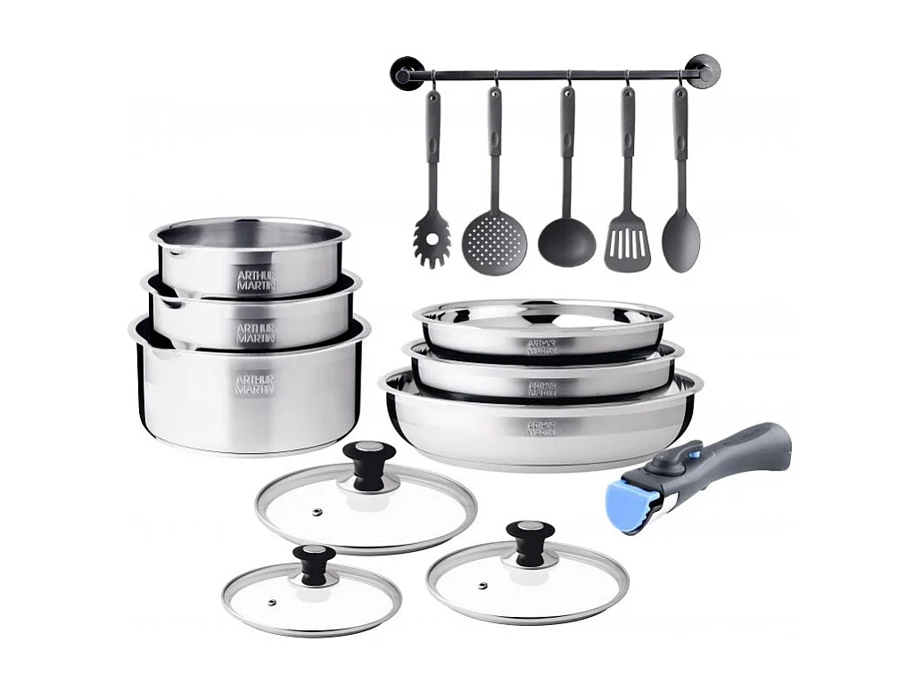 Batterie de cuisine Inox 15 Pcs Arthur Martin 5535