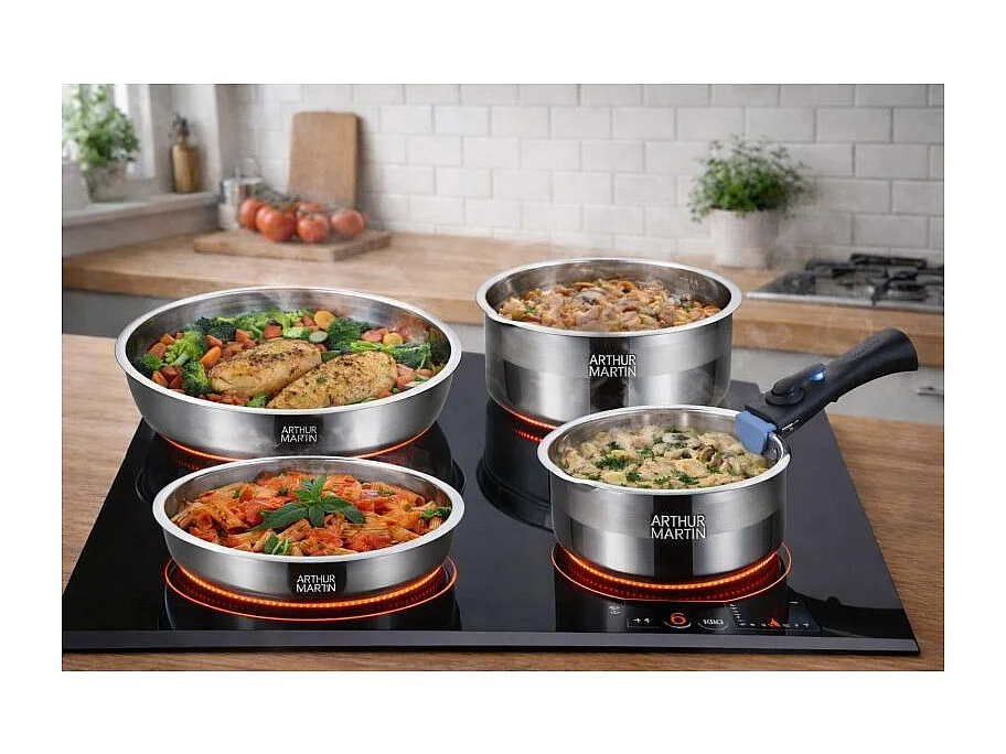 Batterie De Cuisine Inox 10 Pcs Arthur Martin 5540