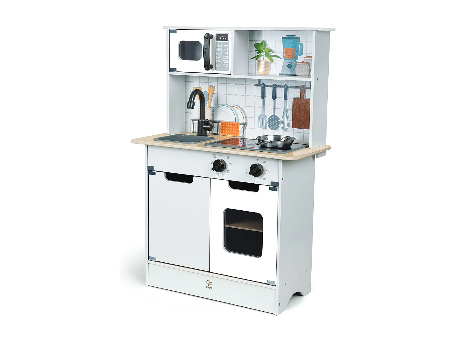 Cocina interactiva de madera para niños - 60 x 30 x 91,8 cm - A partir de 3 años