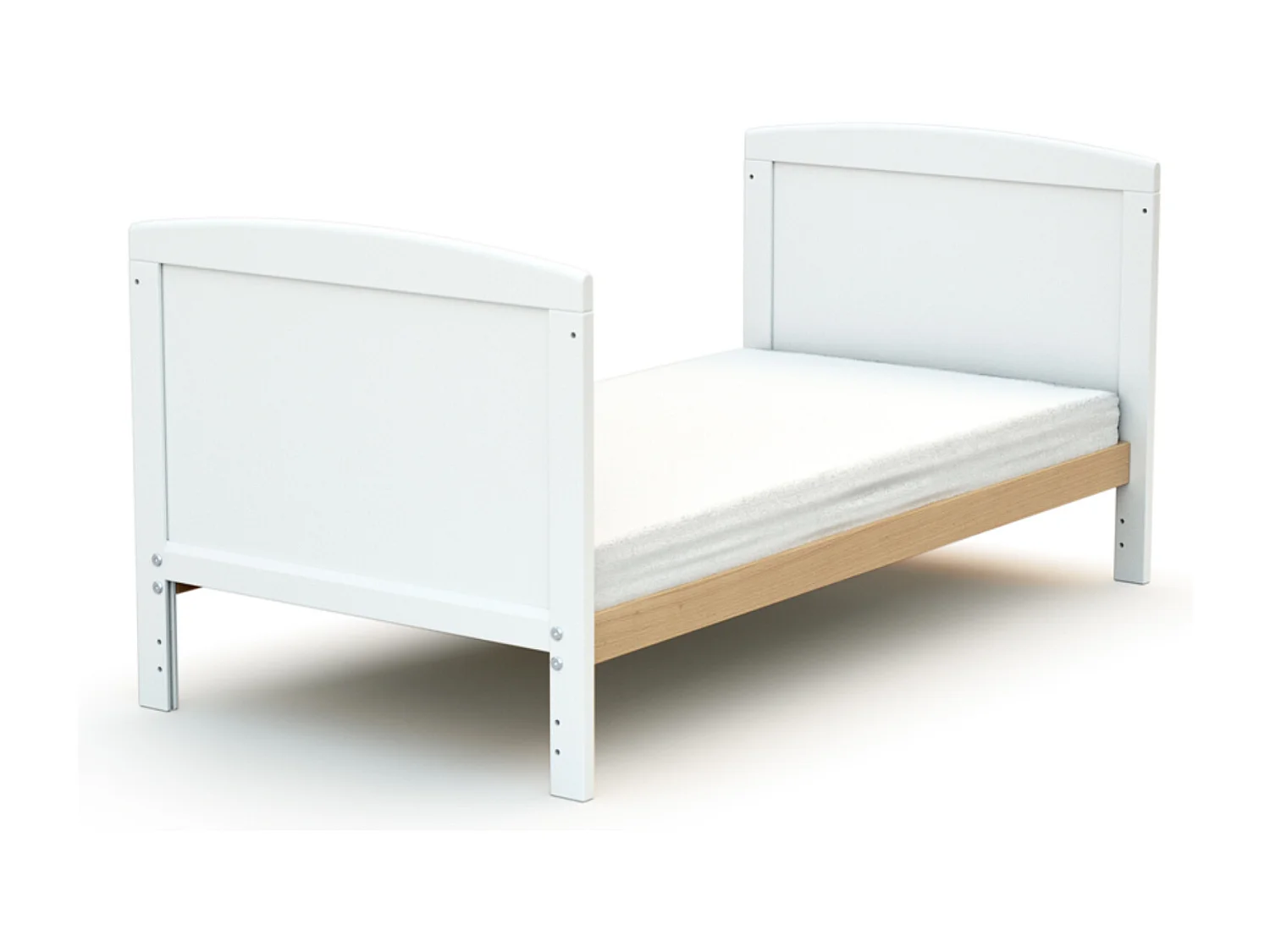 Lit bébé évolutif en bois ESSENTIEL Blanc et Hêtre Verni 60 x 120 cm