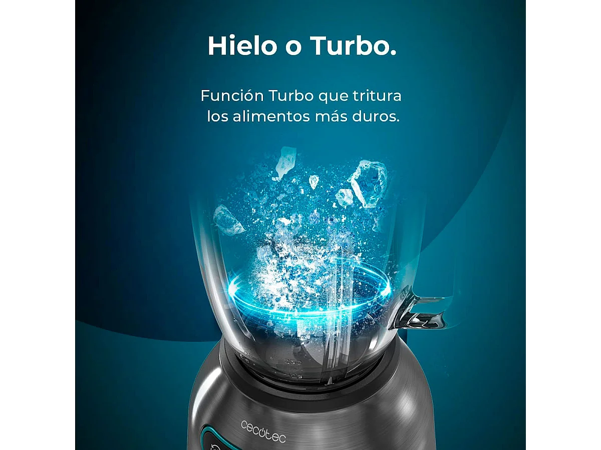 Batidora de vaso Cecotec Power Black Titanium 2200MAX Smooth 2200W 1,75L especial Smoothies inox