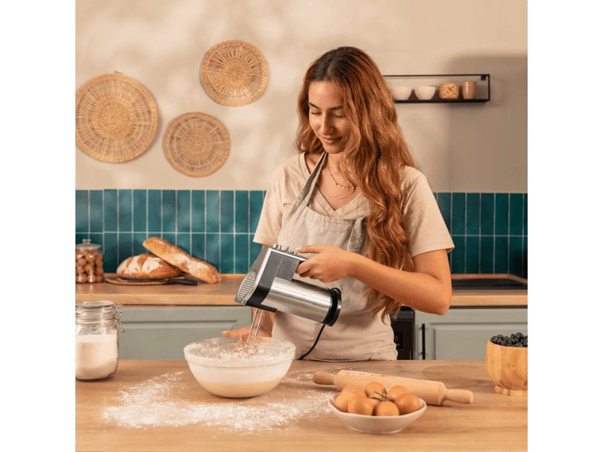 Batidora de varillas Cecotec PowerTwist 500 Full Steel 500W 5 velocidades negro/inox