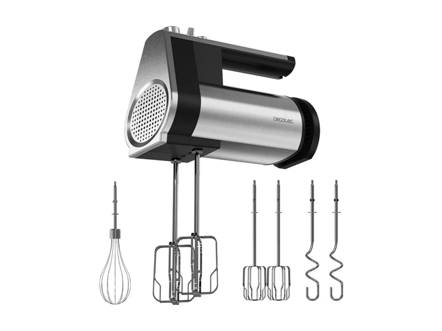 Batidora de varillas Cecotec PowerTwist 500 Full Steel 500W 5 velocidades negro/inox
