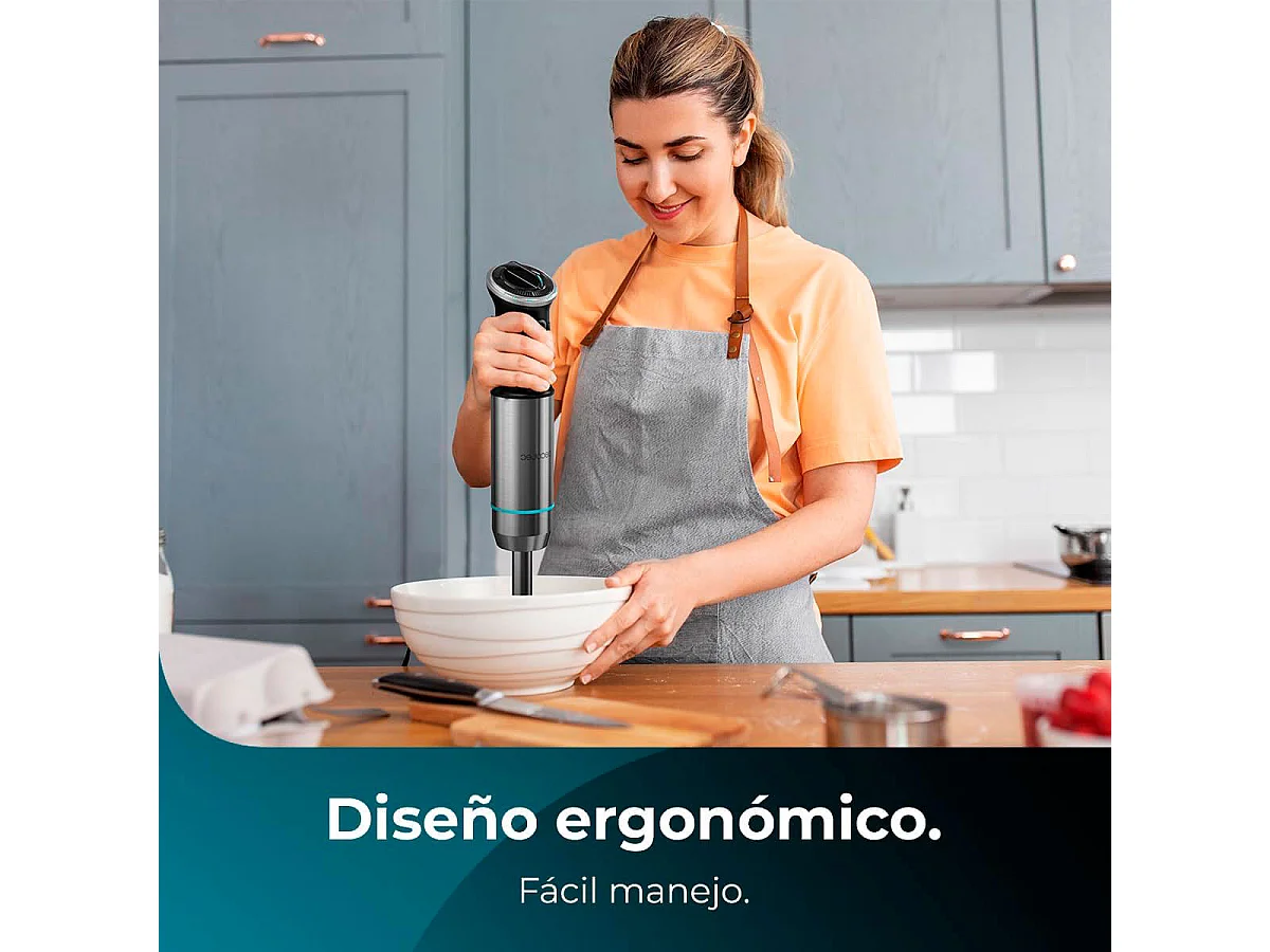 Batidora de mano Cecotec Power Neutron 1100MAX Cream&Crush 1100W con accesorios inox