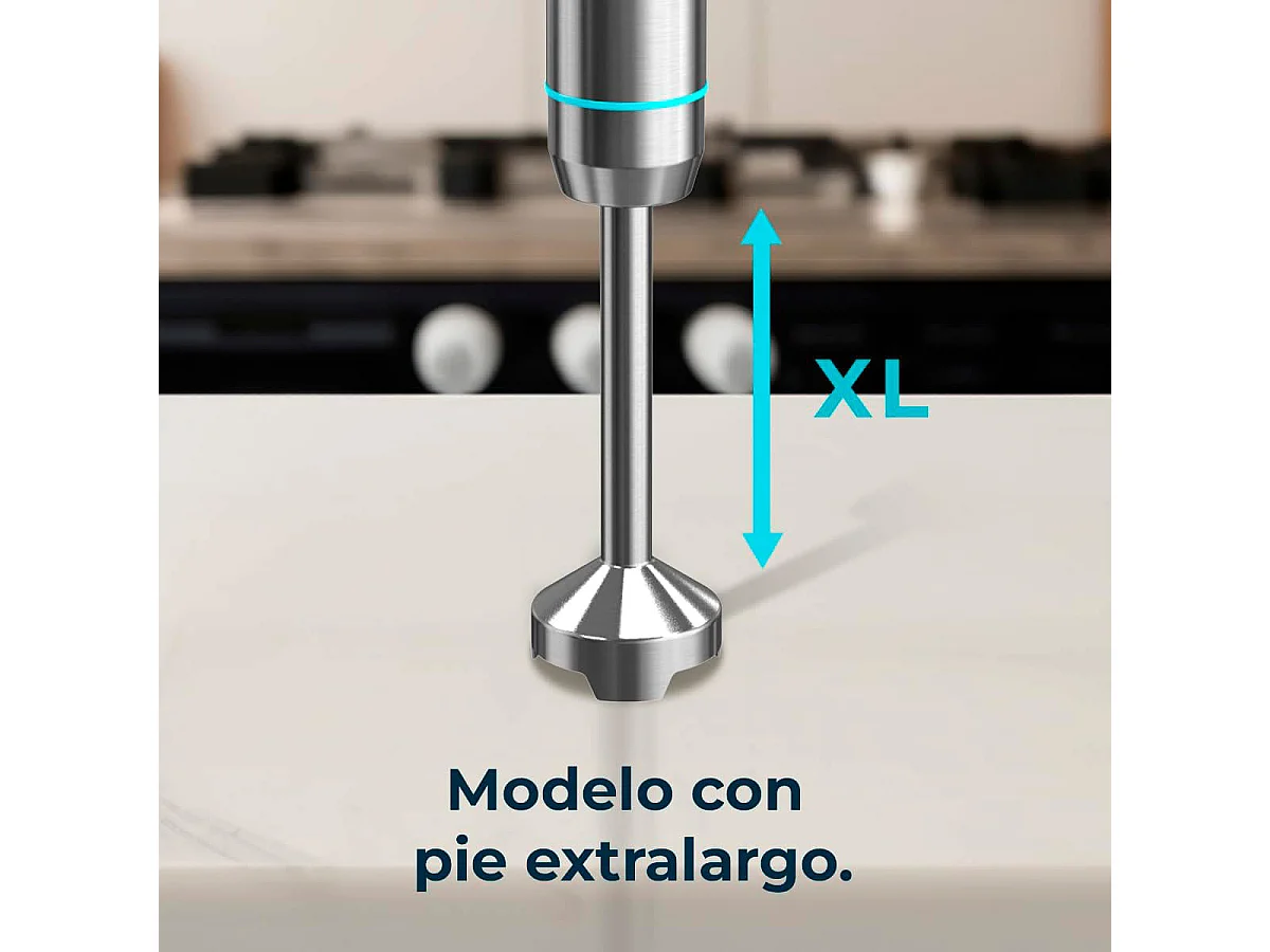 Batidora de mano Cecotec Power Neutron 1100MAX Cream&Crush 1100W con accesorios inox