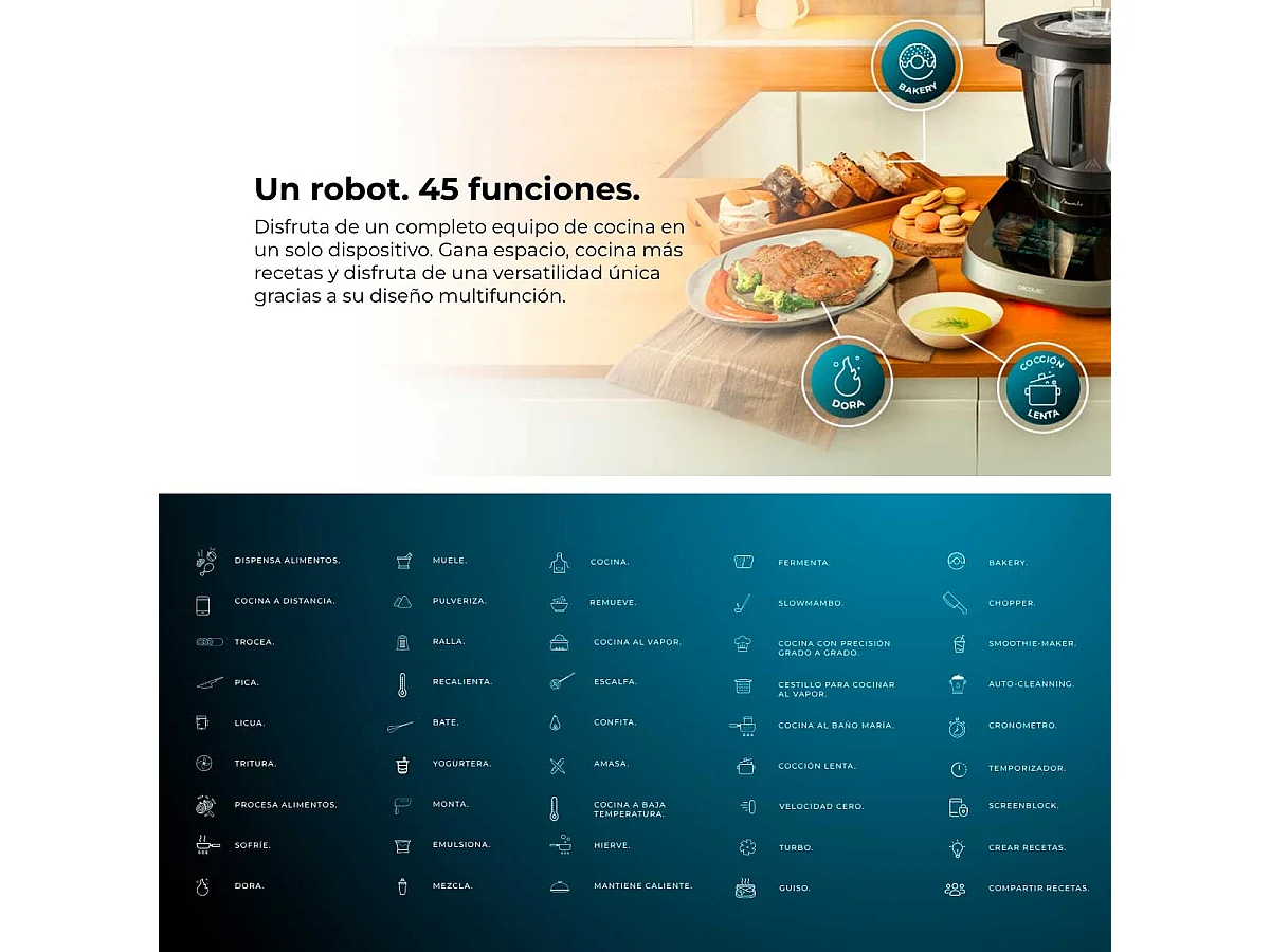 Robot de cocina Cecotec Mambo CooKing Unique 2200W ChefCrown WiFi inox