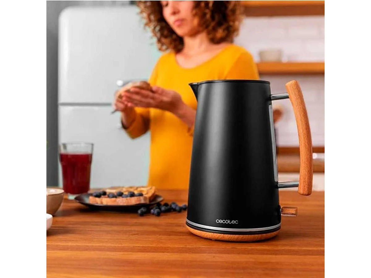 Hervidor de agua eléctrico Thermosense 400 Black Woody 1,7L 3000W negro/madera
