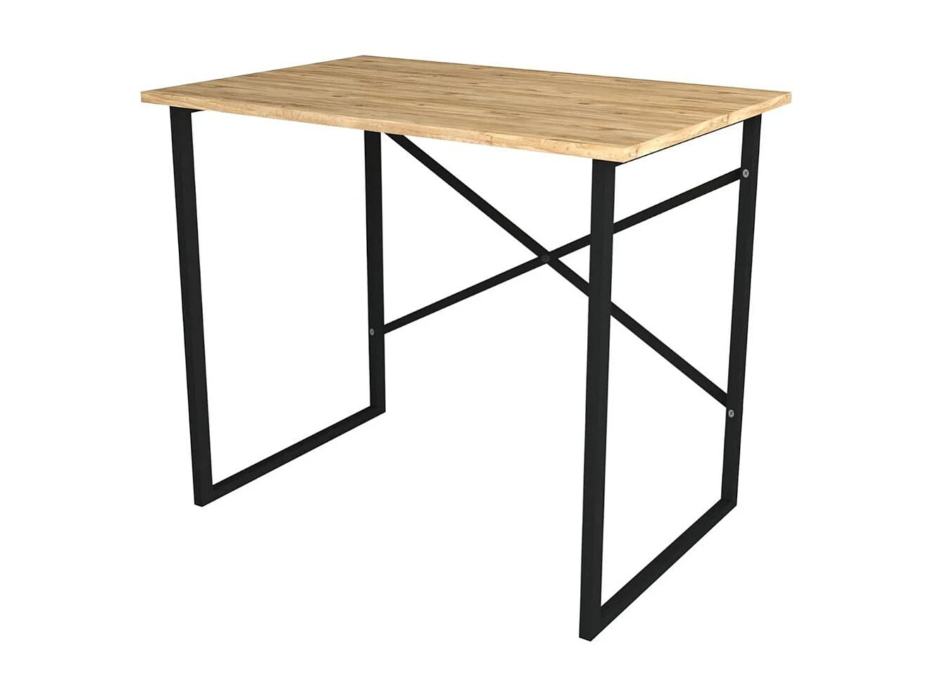 Escritorio Mapa diseño fijo natural/negro 75x90x60 cm