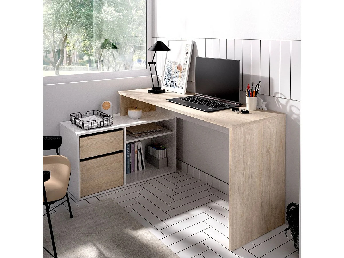 Escritorio Rox 2 opciones de montaje blanco brillo/natural