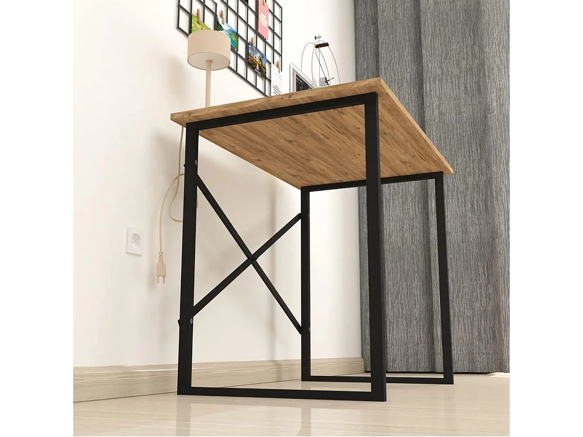 Escritorio Orce diseño fijo natural/negro 75x120x60 cm