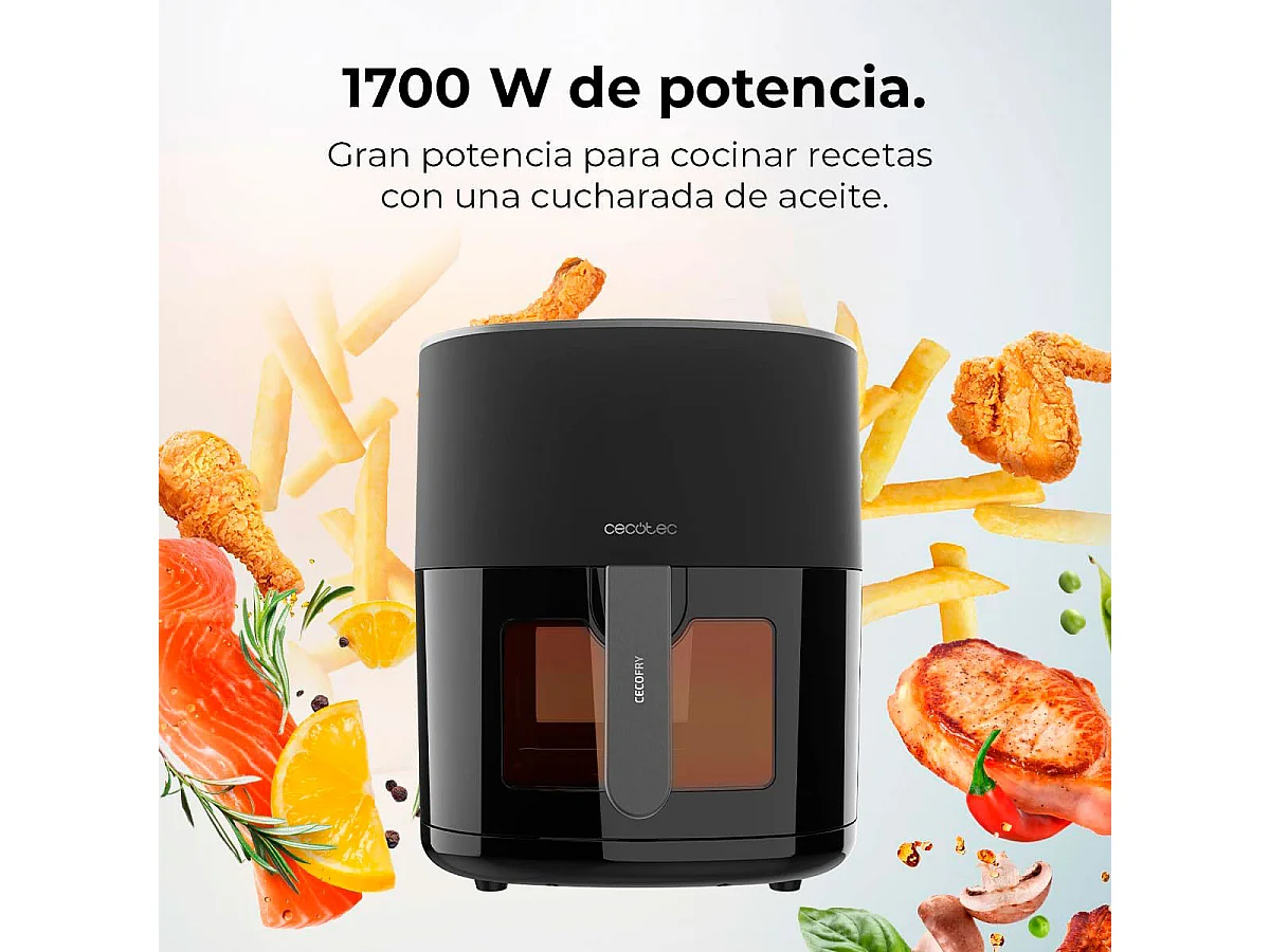 Freidora de aire Cecotec Cecofry Fantastik Window 6500 1700W 6,5L con ventana negro