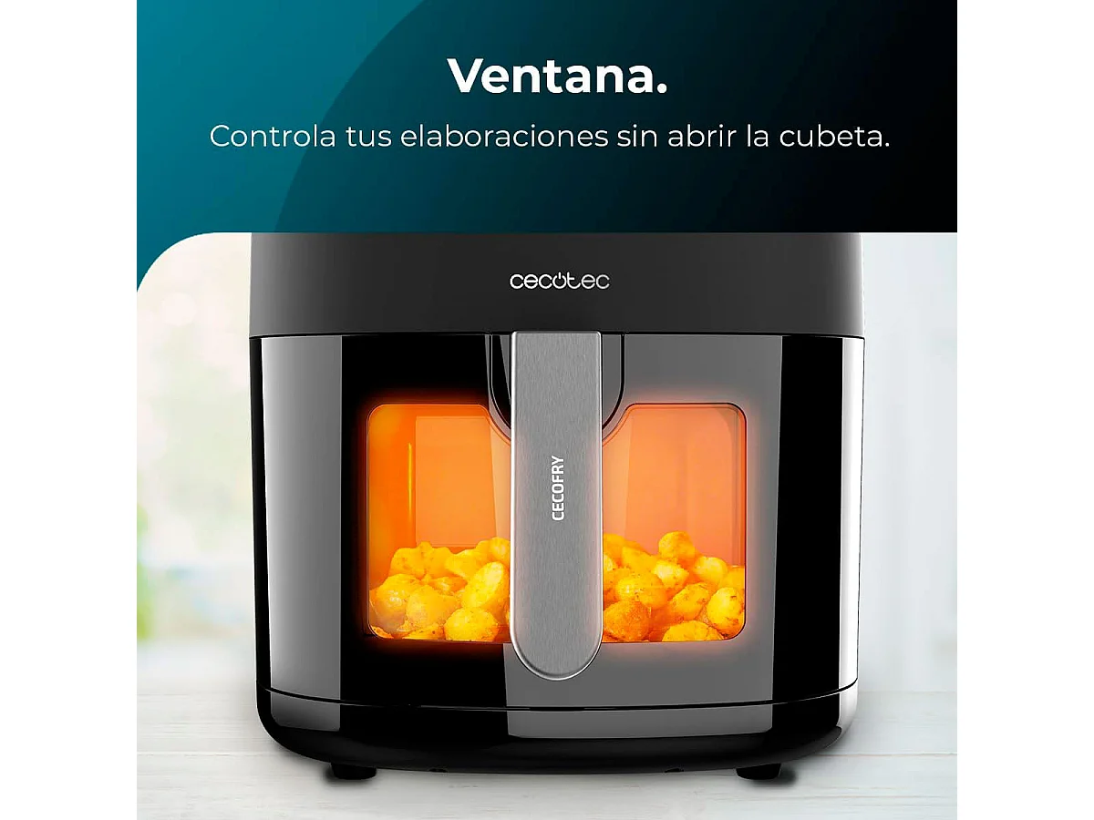 Freidora de aire Cecotec Cecofry Fantastik Window 6500 1700W 6,5L con ventana negro