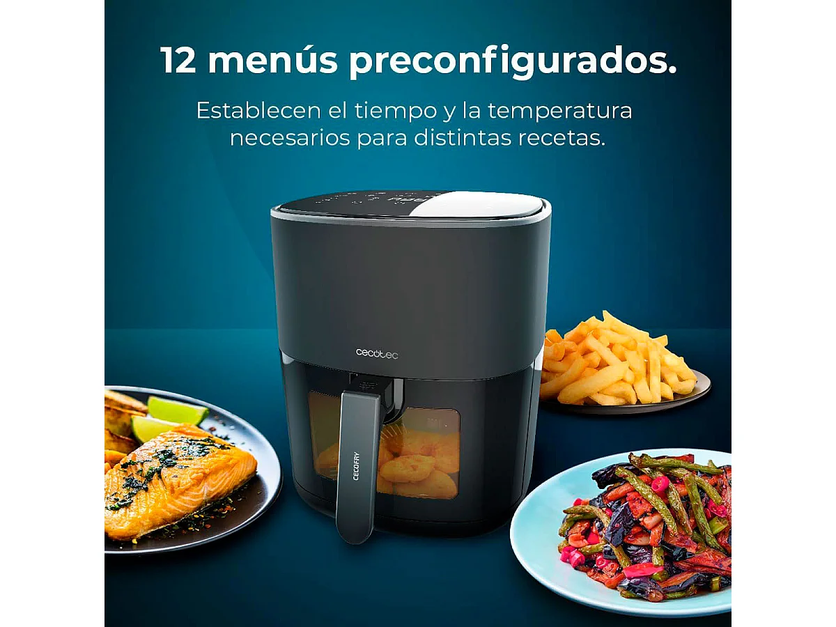 Freidora de aire Cecotec Cecofry Fantastik Window 6500 1700W 6,5L con ventana negro
