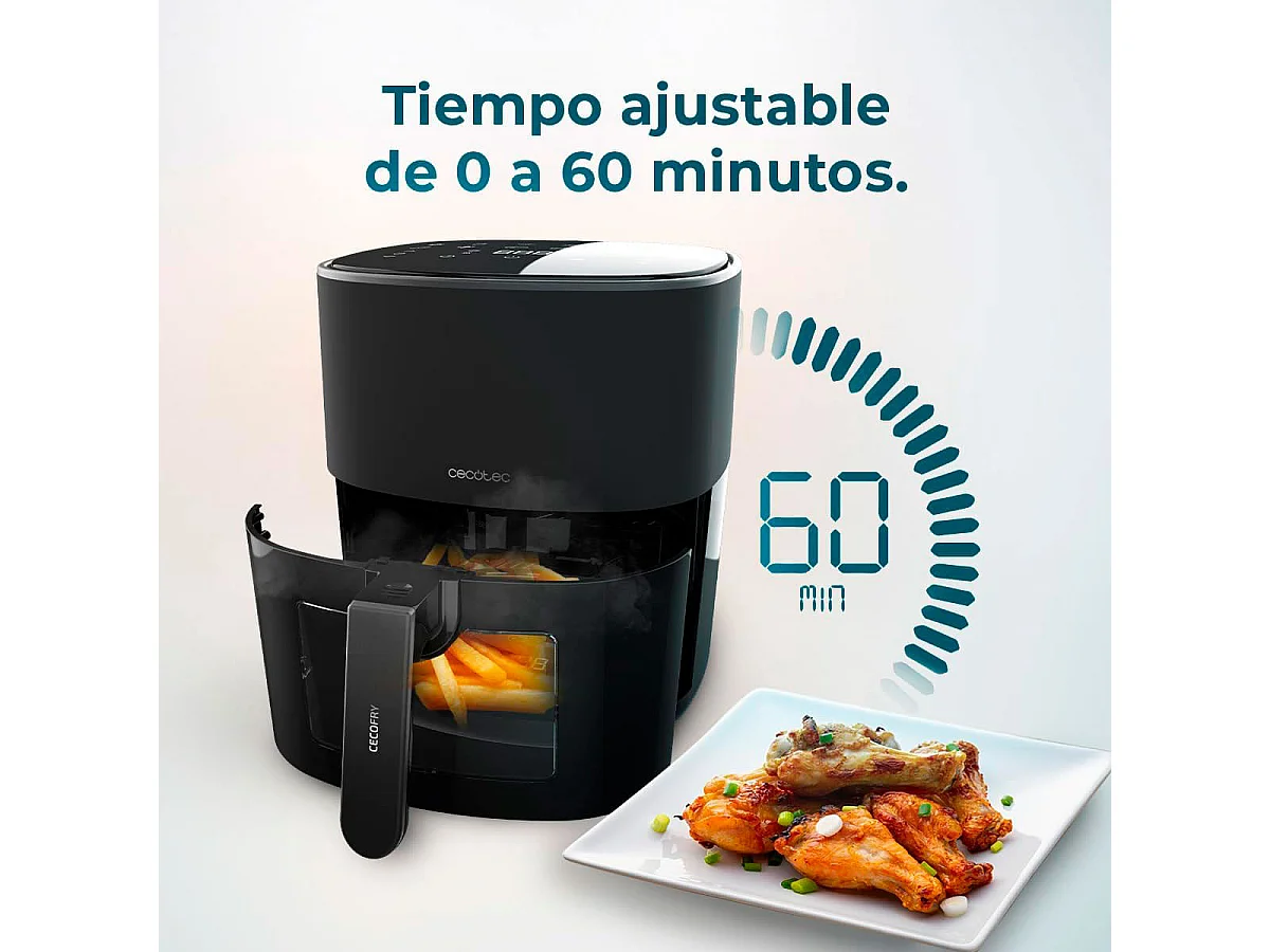 Freidora de aire Cecotec Cecofry Fantastik Window 6500 1700W 6,5L con ventana negro