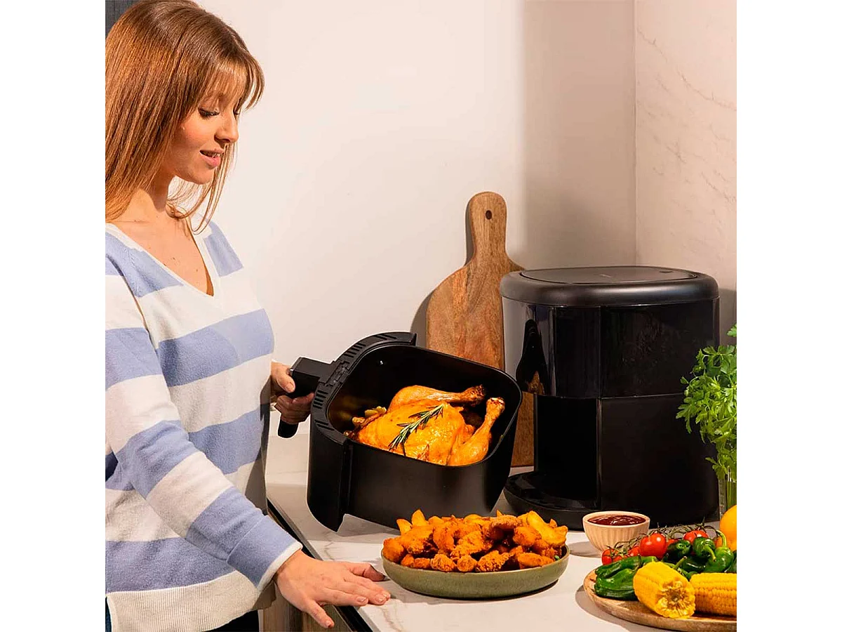 Freidora de aire Cecotec Cecofry Bombastik 6000 1700W 6L 12 modos de cocinado negro