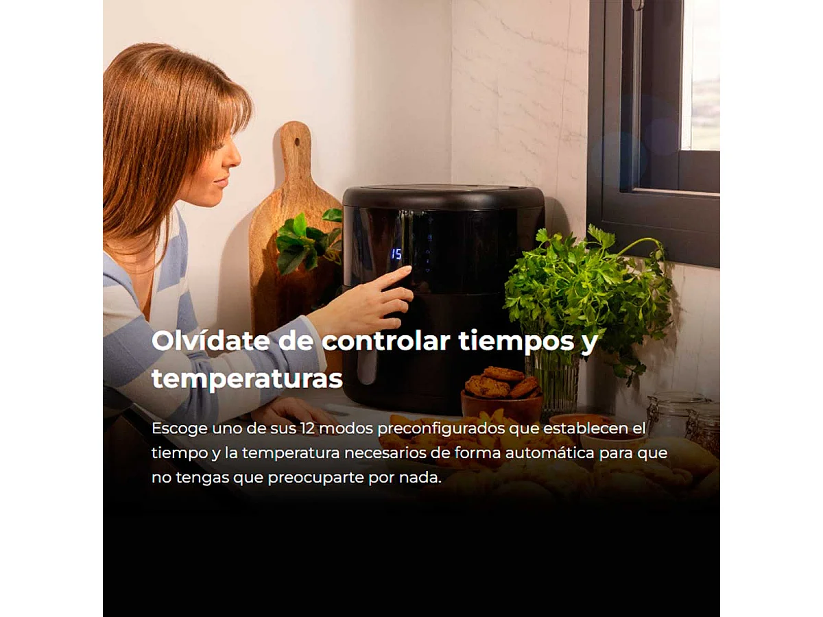 Freidora de aire Cecotec Cecofry Bombastik 6000 1700W 6L 12 modos de cocinado negro