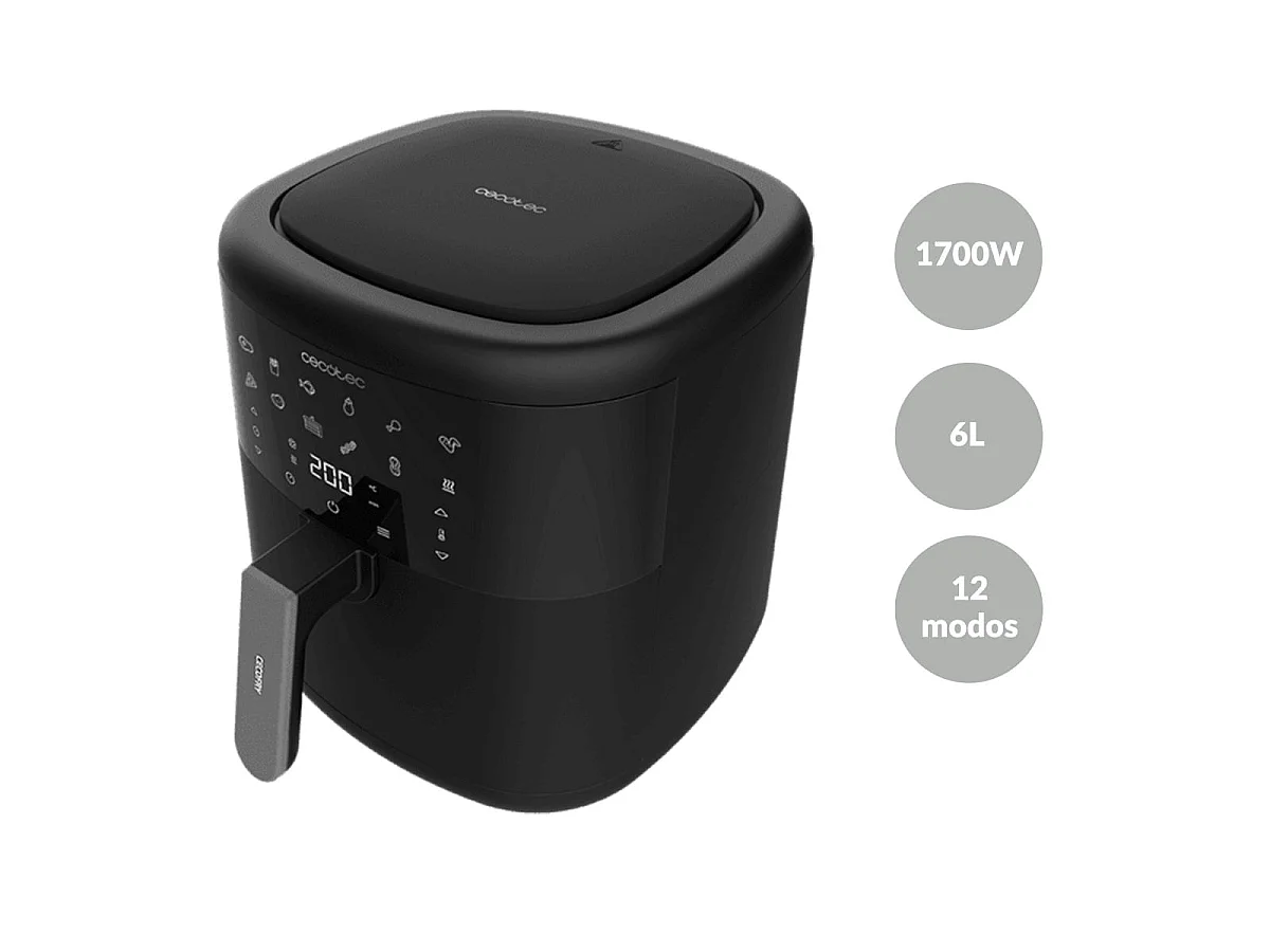 Freidora de aire Cecotec Cecofry Bombastik 6000 1700W 6L 12 modos de cocinado negro