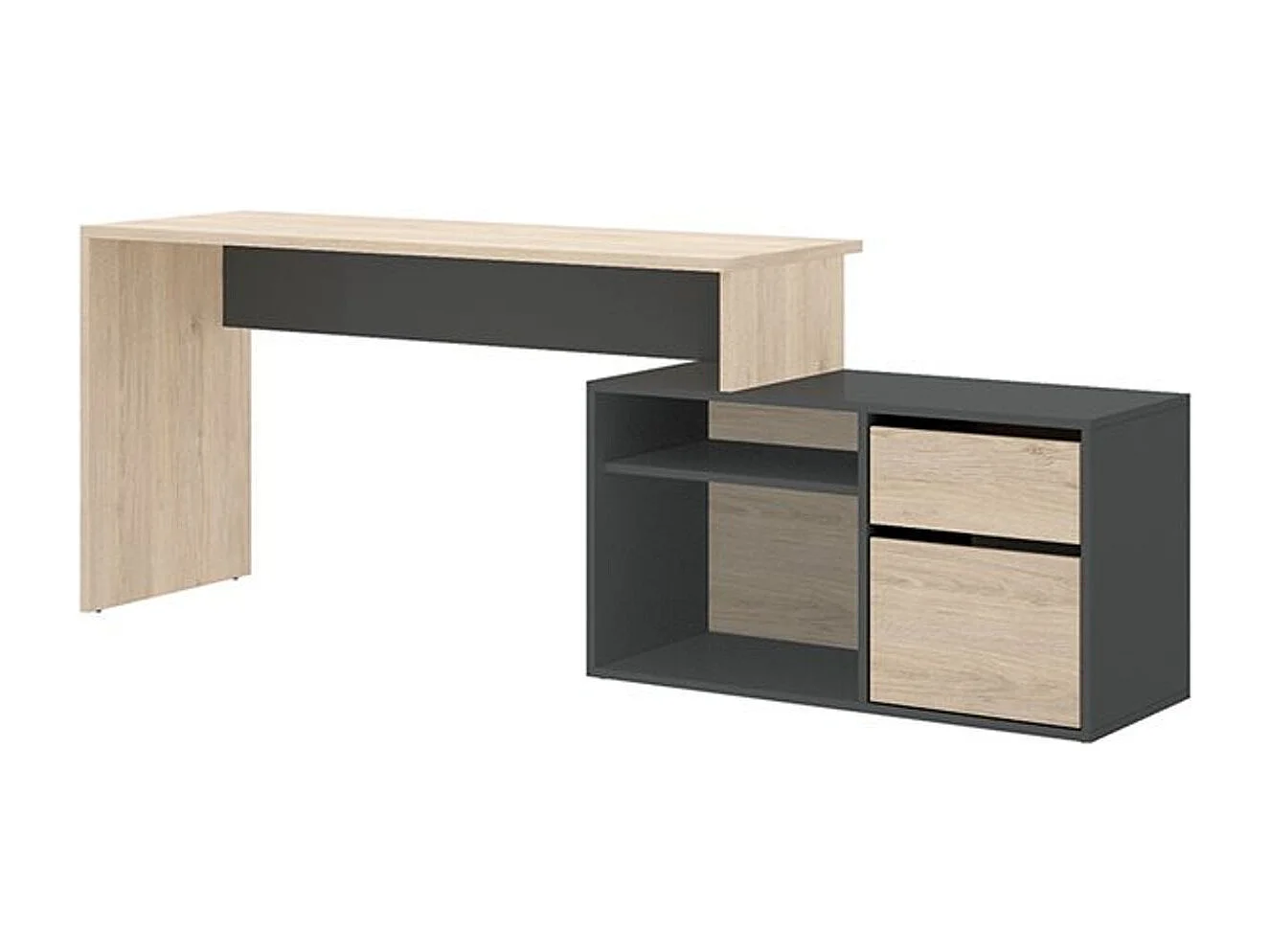 Escritorio Rox 2 opciones de montaje grafito/natural