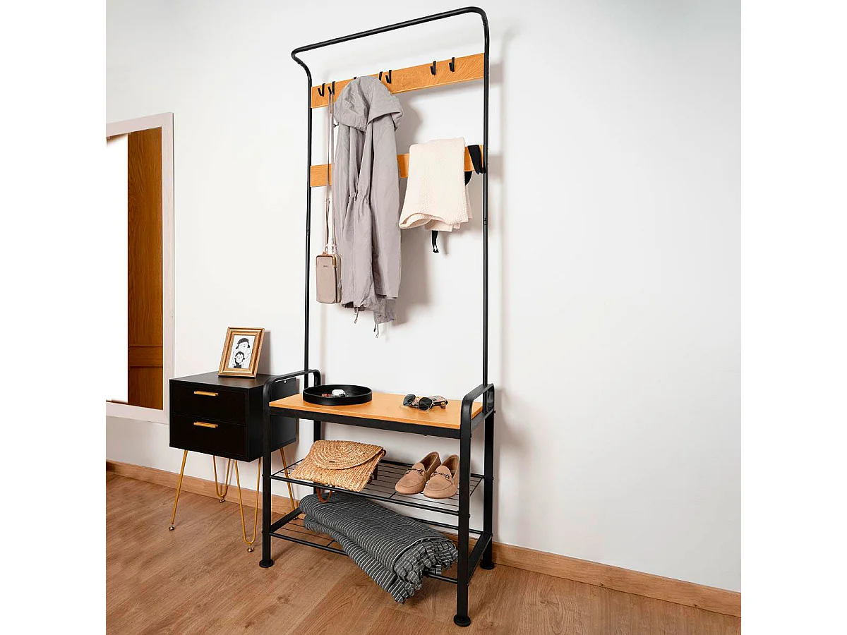 Perchero zapatero MOA Vinthera diseño industrial negro 183 cm